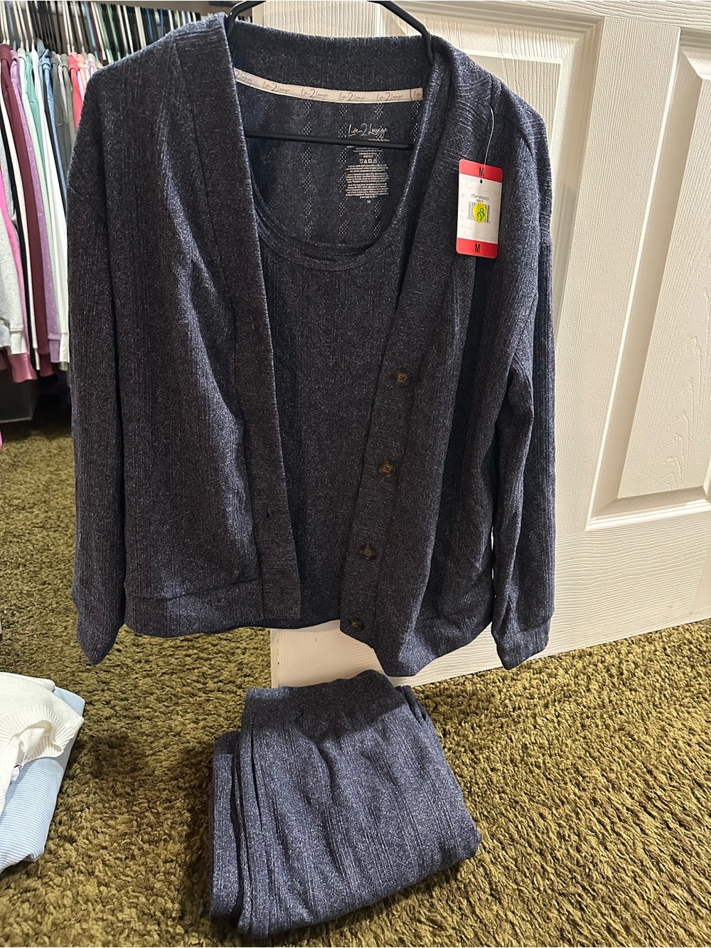 New Live 2 Lounge 3 Piece Lounge Set Cardigan, Tank, and Pants Medium